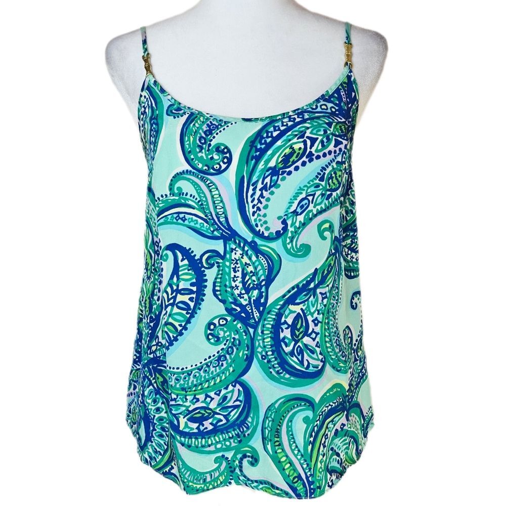 Lilly Pulitzer 100% Silk Paisley Tank Camisole Women's Small Preppy Resortwear